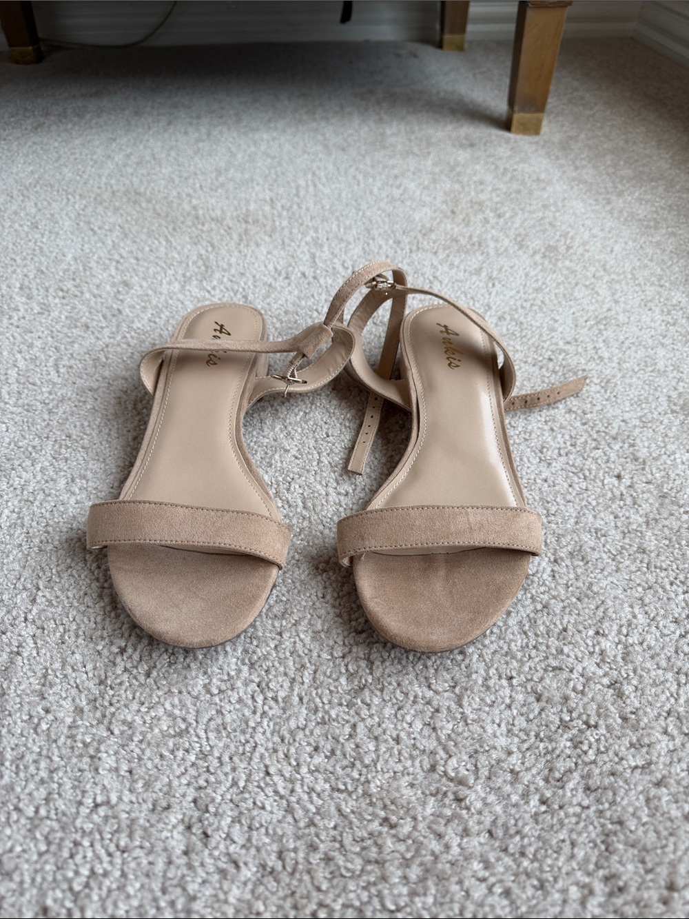 Ankis Nude Suede Kitten Heel